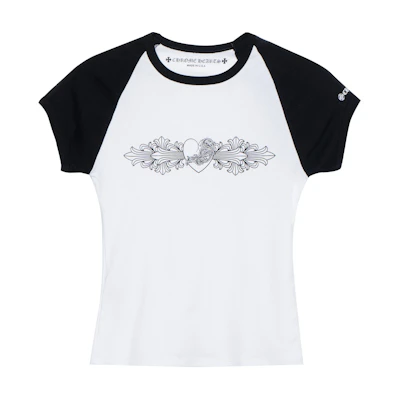 (Women) Chrome Hearts SS22 Slim Fit Heart Vine Print Crew Neck White T-Shirt. CH-2022060201