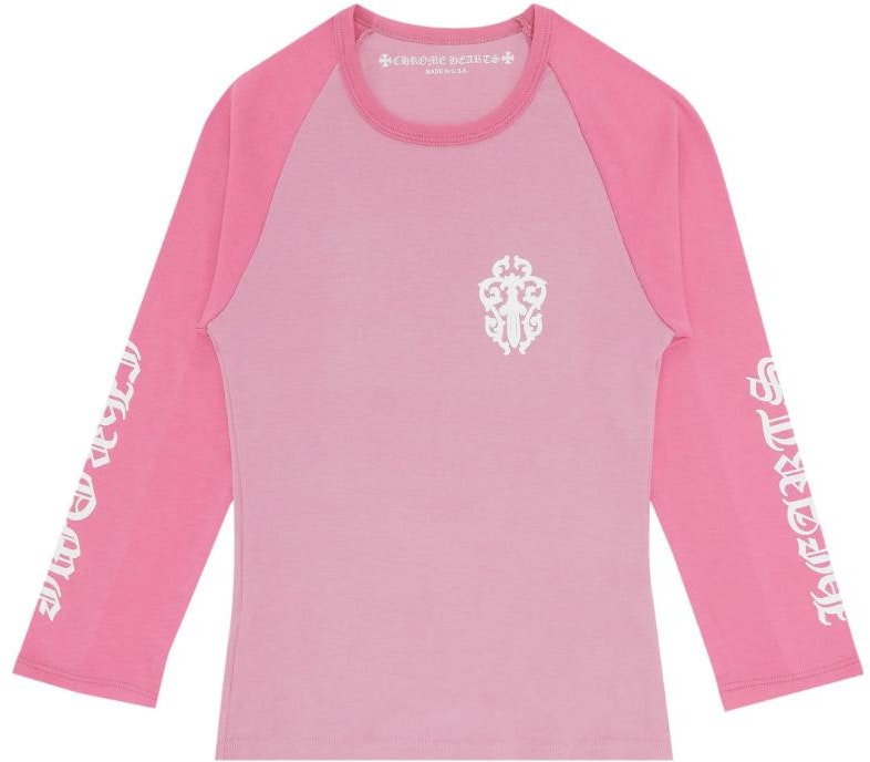 women-chrome-hearts-ss-22-pink-raglan-3-4-sleeve-slim-fit-t-shirt-for-women-ch-061805