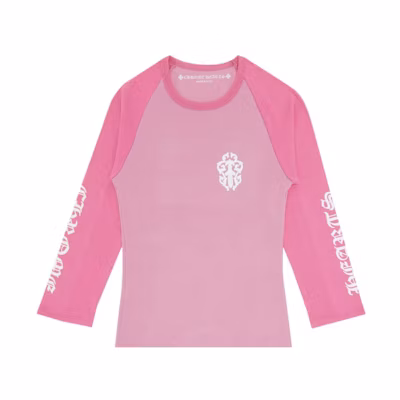 (Women) Chrome Hearts SS22 Pink Raglan 3/4 Sleeve Slim Fit T-Shirt for Women. CH-061805