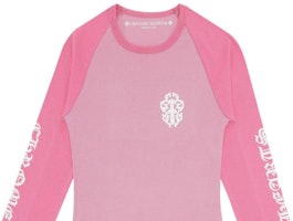 (W) クロムハーツ SS22 ピンク ラグラン 3/4スリーブ スリムフィット Tシャツ レディース. CH-061805 Purchase (W) クロムハーツ SS22 ピンク ラグラン 3/4スリーブ スリムフィット Tシャツ レディース. CH-061805