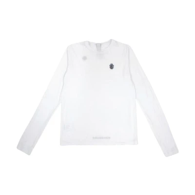 (Women) Chrome Hearts SS23 Logo Embroidered White Long Sleeve Crewneck Tee CH-000068