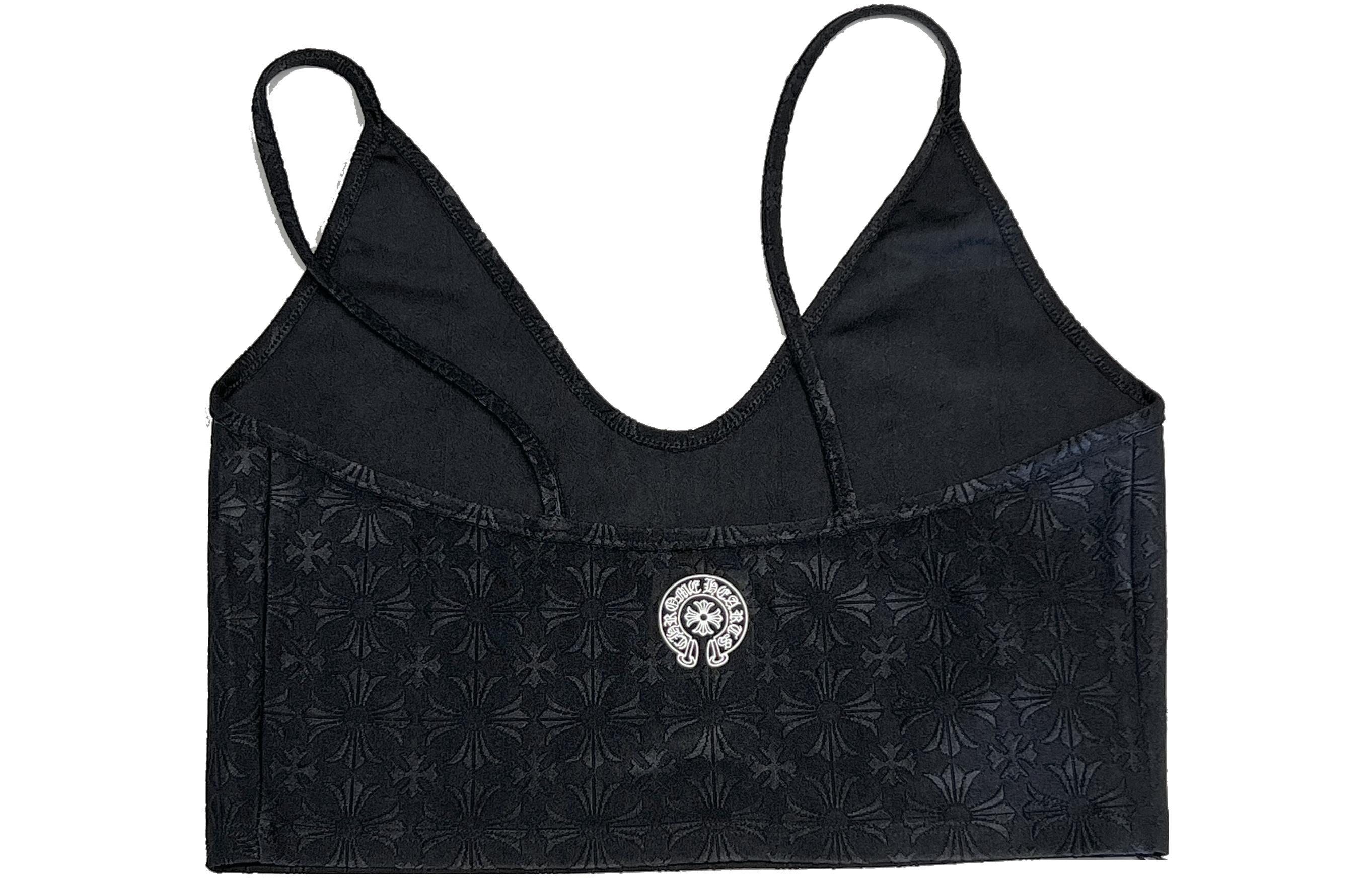 (Women) Chrome Hearts Tennis Series Solid Black Horseshoe Print Crop Tank Top Women. CH-033034009