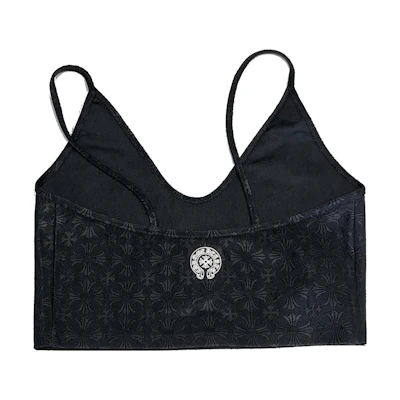 (Women) Chrome Hearts Tennis Series Solid Black Horseshoe Print Crop Tank Top Women. CH-033034009