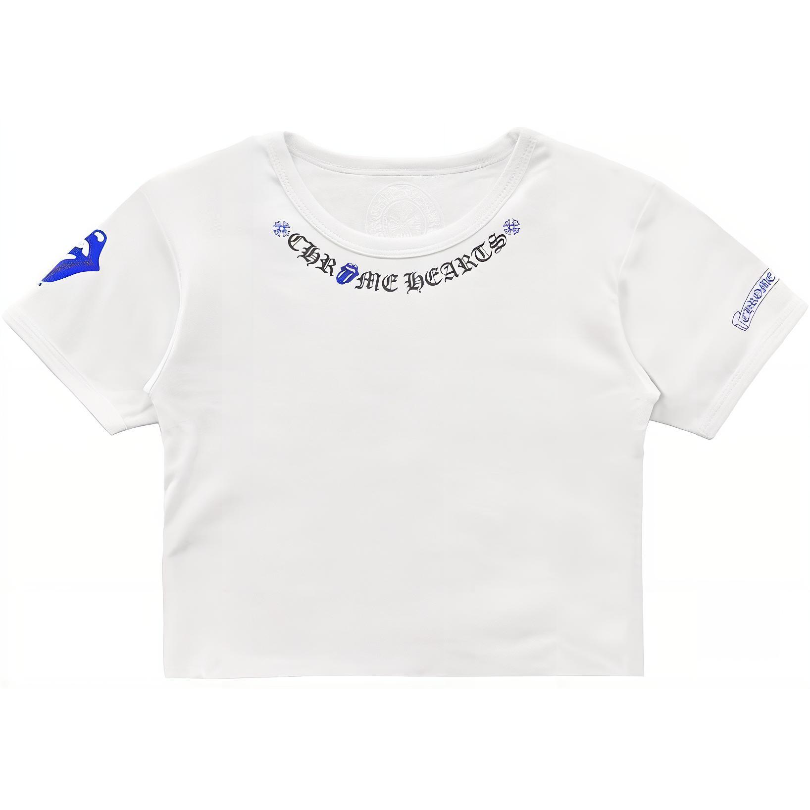(Women) Chrome Hearts Rolling Stones SS24 Letter Print Crop Tee White () CH-2024-7216