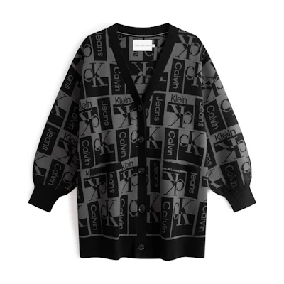 (Women) CK/Calvin Klein V-Neck Button Sweater Knit Top - Space Black J222311BEH