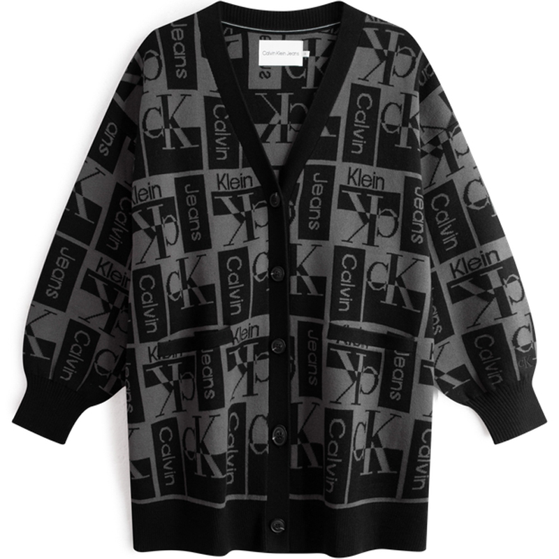 Order (W) CK/Calvin Klein V-Neck Sweater Rajut Tombol - Space Black J222311BEH