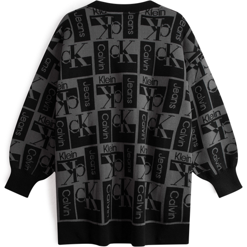 Lookbook (W) CK/Calvin Klein V-Neck Sweater Rajut Tombol - Space Black J222311BEH