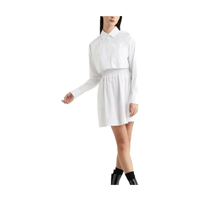 (Women) CK Calvin Klein White Solid Square Neck Long Sleeve Top & Dress Set. J222953-YAF