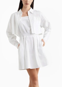 (W) CK Calvin Klein 白色方领长袖上衣连衣裙套装 J222953-YAF Lookbook (W) CK Calvin Klein 白色方领长袖上衣连衣裙套装 J222953-YAF