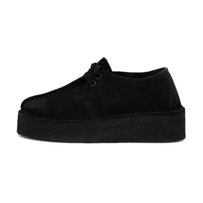 (W) Clarks Trek Wedge 'Black Suede'