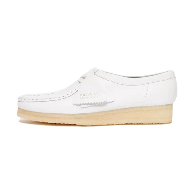 (W) Clarks Wallabee Boots 'White Leather'