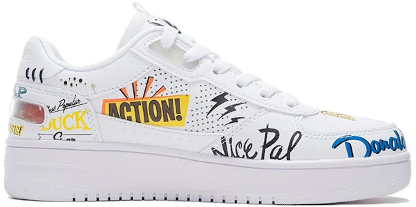 迪士尼 x 李宁 唐老鴨情人節系列 防滑耐磨 低幫 板鞋 女款 白 Order 迪士尼 x 李宁 唐老鴨情人節系列 防滑耐磨 低幫 板鞋 女款 白