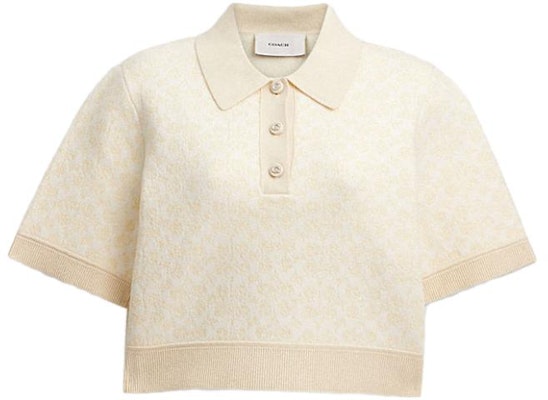 (W) COACH Kemeja Polo Olahraga Lengan Pendek Warna Beige. CK040-CU3 Order (W) COACH Kemeja Polo Olahraga Lengan Pendek Warna Beige. CK040-CU3