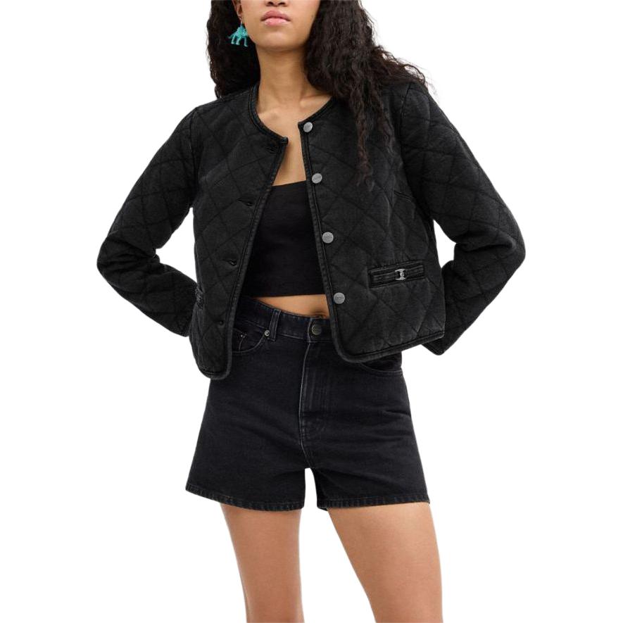 Lookbook (W) コーチ ブラック カジュアル ショートジャケット シームディテール 長袖 CS014-BLK