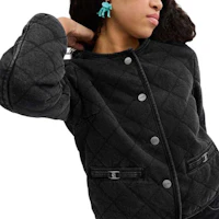 Purchase (Women) COACH Black Casual Short Jacket with Seam Detailing Long Sleeves CS014-BLK