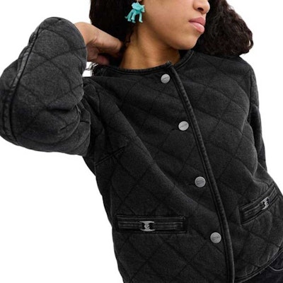 (W) コーチ ブラック カジュアル ショートジャケット シームディテール 長袖 CS014-BLK Purchase (W) コーチ ブラック カジュアル ショートジャケット シームディテール 長袖 CS014-BLK