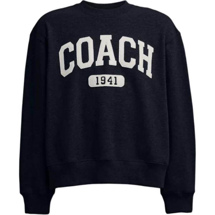 Order (Women) COACH  Black Cotton Boyfriend Style Crewneck Sweatshirt CAH74-NAV