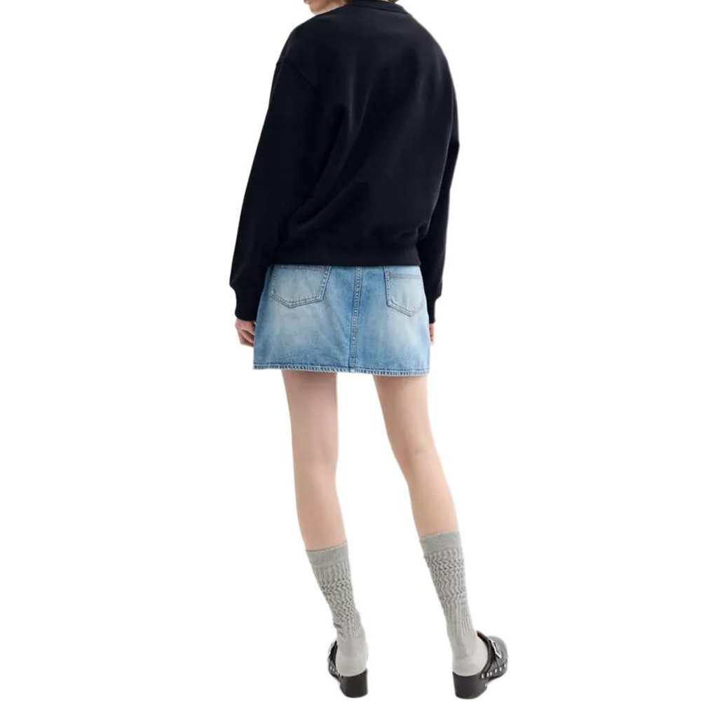 Shop (Women) COACH  Black Cotton Boyfriend Style Crewneck Sweatshirt CAH74-NAV