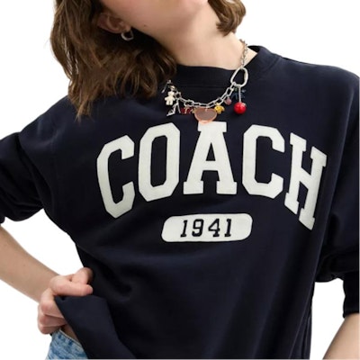 (Women) COACH Black Cotton Boyfriend Style Crewneck Sweatshirt CAH74-NAV Purchase (Women) COACH Black Cotton Boyfriend Style Crewneck Sweatshirt CAH74-NAV