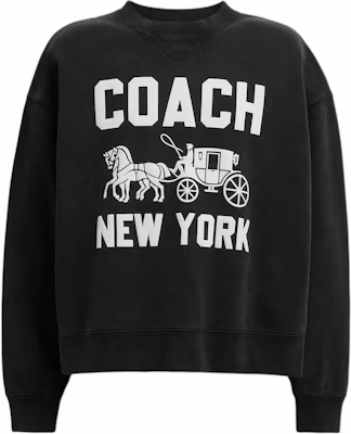 (Women) COACH Black Cotton Sweatshirt with Carriage Print - Loose Fit. CBD22-BLK Buy (Women) COACH Black Cotton Sweatshirt with Carriage Print - Loose Fit. CBD22-BLK