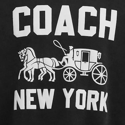 (Women) COACH Black Cotton Sweatshirt with Carriage Print - Loose Fit. CBD22-BLK Details for (Women) COACH Black Cotton Sweatshirt with Carriage Print - Loose Fit. CBD22-BLK