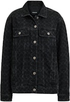 (Women) COACH Black Denim Jacket with Solid Logo Print and Point Collar. CL264-BLK (Women) COACH Black Denim Jacket with Solid Logo Print and Point Collar. CL264-BLK