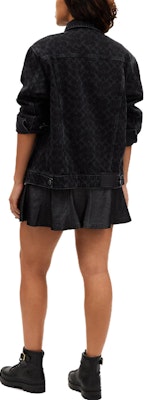 (W) COACH Jaket Denim Hitam dengan Logo Solid dan Kerah Lancip. CL264-BLK Shop (W) COACH Jaket Denim Hitam dengan Logo Solid dan Kerah Lancip. CL264-BLK