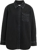 (Women) COACH Black Denim Long Sleeve Shirt with Solid Logo Design. CL269-BLK (Women) COACH Black Denim Long Sleeve Shirt with Solid Logo Design. CL269-BLK
