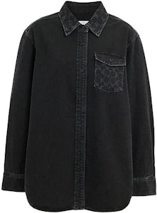(W) 코치 블랙 데님 긴소매 셔츠 솔리드 로고 디자인. CL269-BLK Buy (W) 코치 블랙 데님 긴소매 셔츠 솔리드 로고 디자인. CL269-BLK