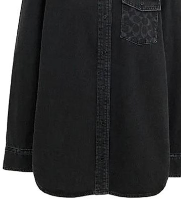 (Women) COACH Black Denim Long Sleeve Shirt with Solid Logo Design. CL269-BLK Purchase (Women) COACH Black Denim Long Sleeve Shirt with Solid Logo Design. CL269-BLK