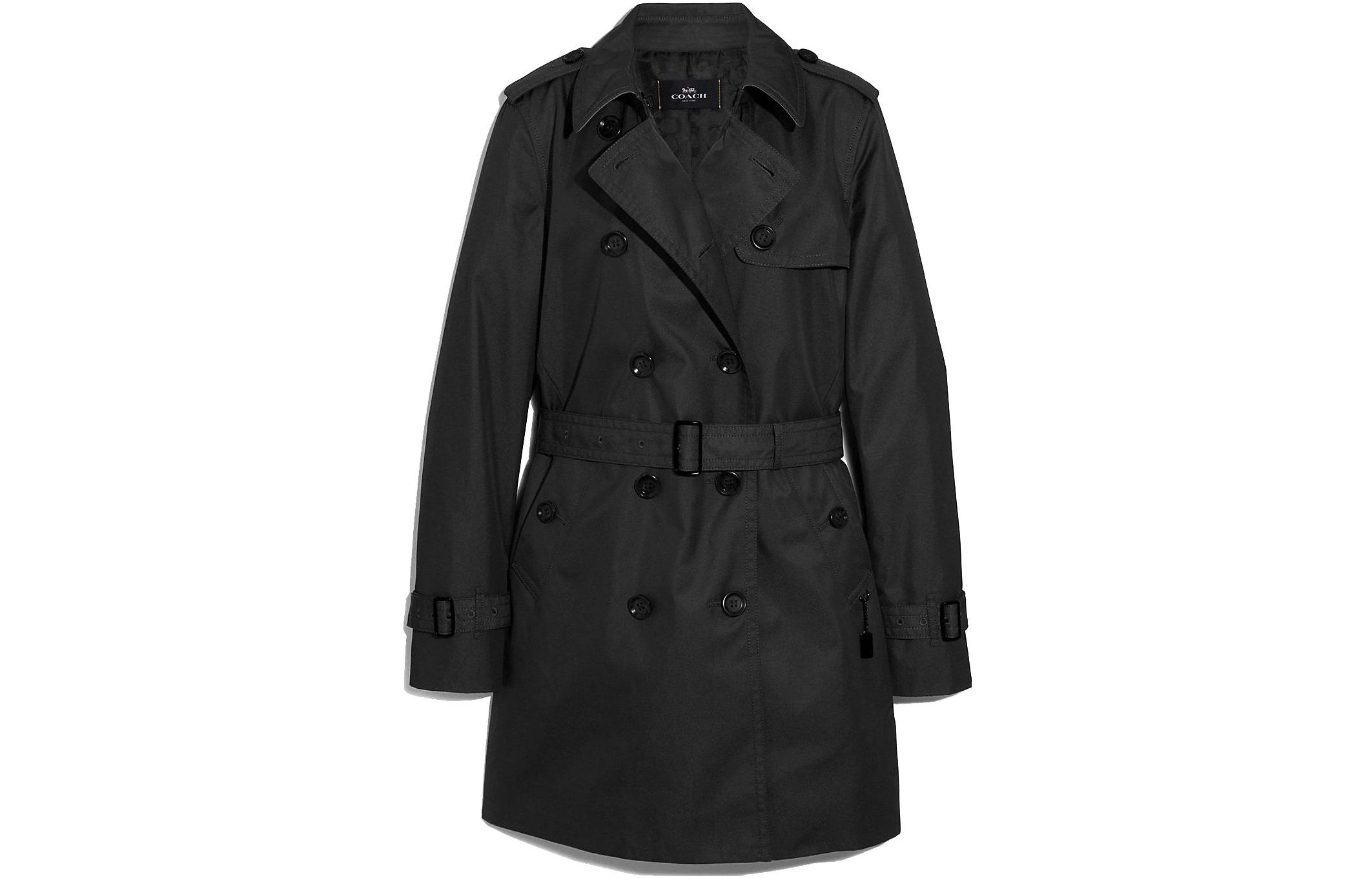 Order (Women) COACH  Black Double-Breasted Belted Mid-Length Trench Coat. F34024-BLK