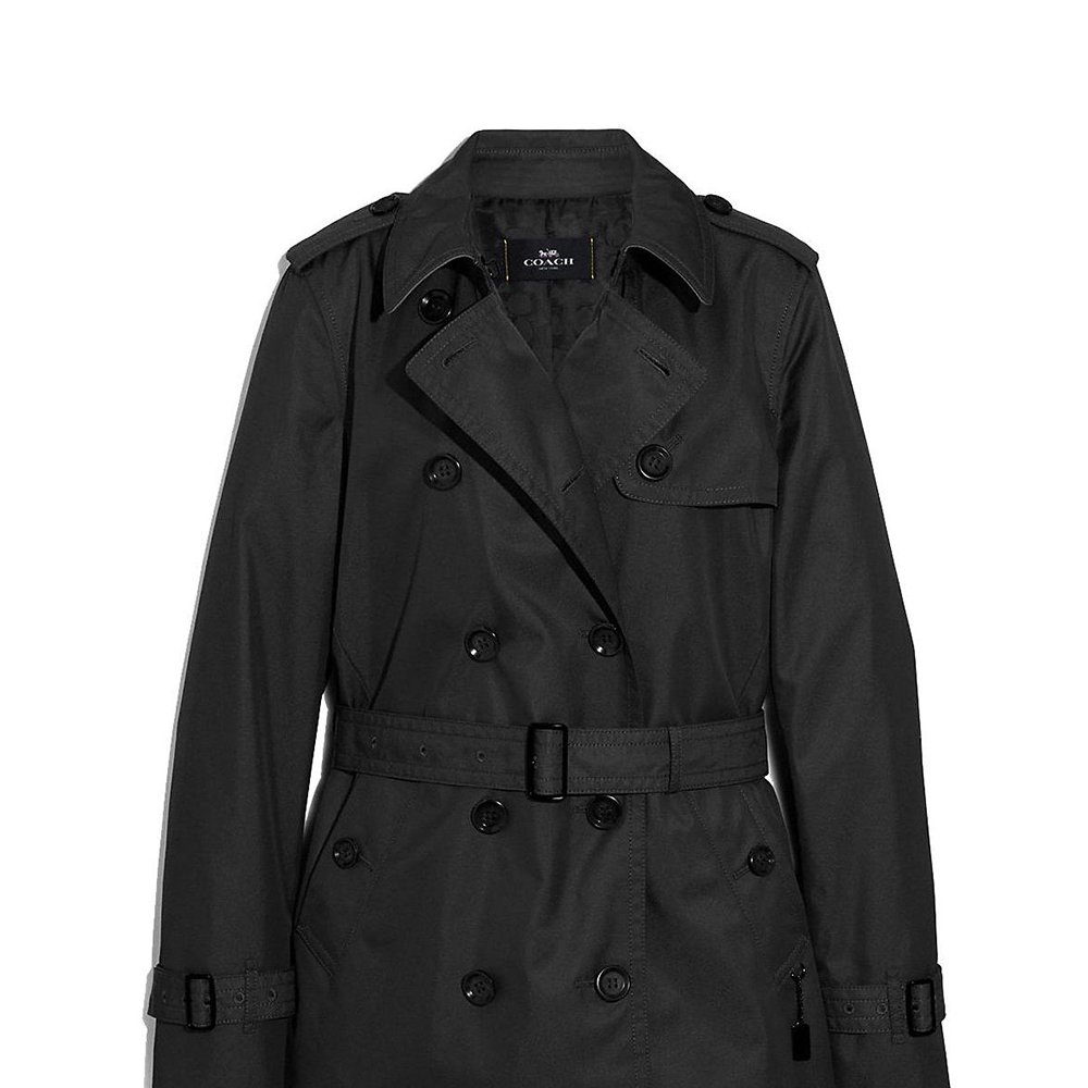 Details for (Women) COACH  Black Double-Breasted Belted Mid-Length Trench Coat. F34024-BLK