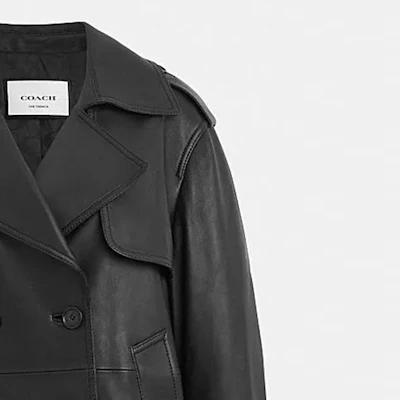 (W) COACH 黑色雙排扣長袖皮革外套 CL357-BLK Shop (W) COACH 黑色雙排扣長袖皮革外套 CL357-BLK