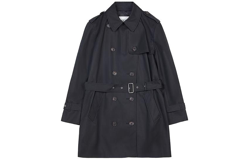 (Women) COACH  Black Double-Breasted Mid-Length Trench Coat. C8762-BLK