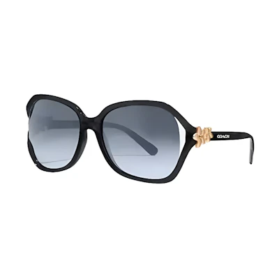 (Women) COACH Black Floral Detail Irregular Shape Sunglasses. L1033 BLK ONE