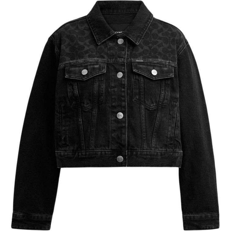 (Women) COACH  Black Floral Print Long Sleeve Jacket with Single Button Closure. CY636-BLK 圖 2