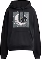 (Women) COACH Black Hoodie with Solid Color and Black Cat Design. CX168-BLK (Women) COACH Black Hoodie with Solid Color and Black Cat Design. CX168-BLK