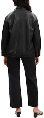 (W) COACH 黑色皮革外套 SS24,配拉鍊與尖領設計。 CQ829-BLK Shop (W) COACH 黑色皮革外套 SS24,配拉鍊與尖領設計。 CQ829-BLK