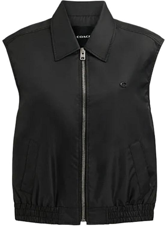women-coach-black-logo-letter-zipped-polo-vest-ss-24-cs-555-blk