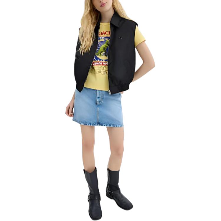 Lookbook (W) COACH 黑色標誌拉鍊Polo背心 SS24 CS555-BLK