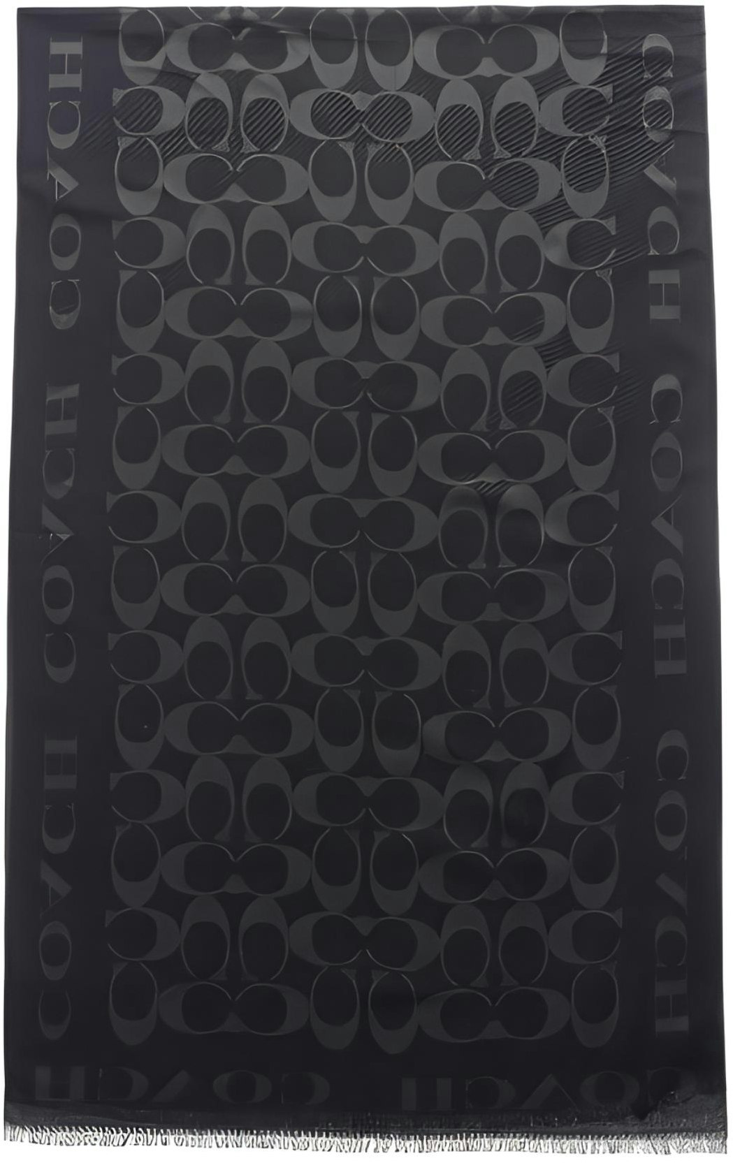 women-coach-black-logo-print-tassel-trim-comfort-warm-shawl-cb-690-blk