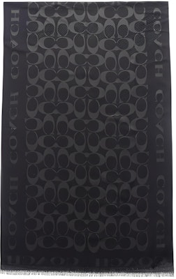 (W) COACH Selendang Hangat Logo Hitam dengan Rumbai dan Motif. CB690-BLK Buy (W) COACH Selendang Hangat Logo Hitam dengan Rumbai dan Motif. CB690-BLK