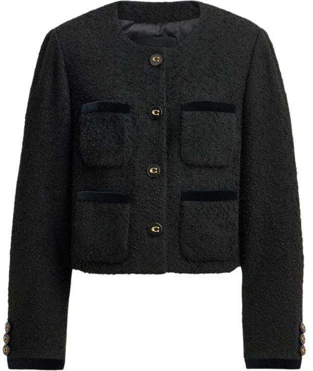 women-coach-black-long-sleeve-short-jacket-with-single-button-closure-cu-429-blk