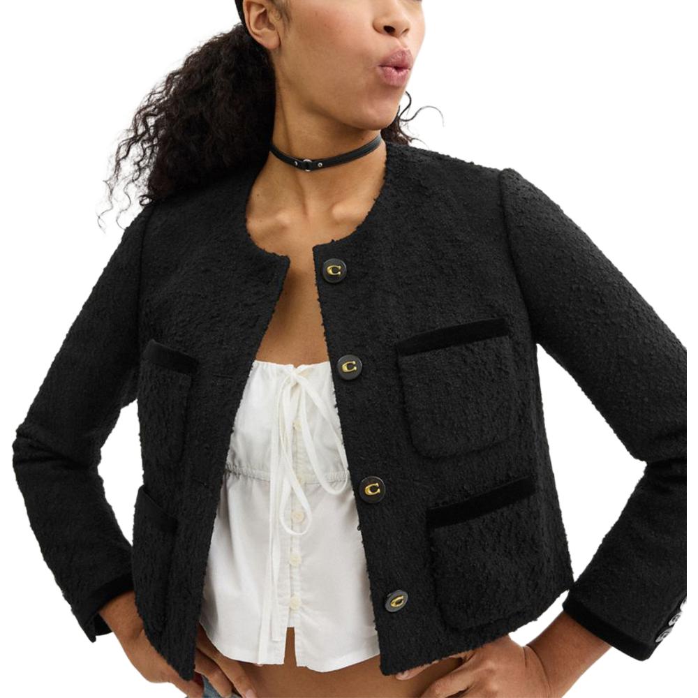 Purchase (W) COACH 黑色單扣長袖短版外套 CU429-BLK