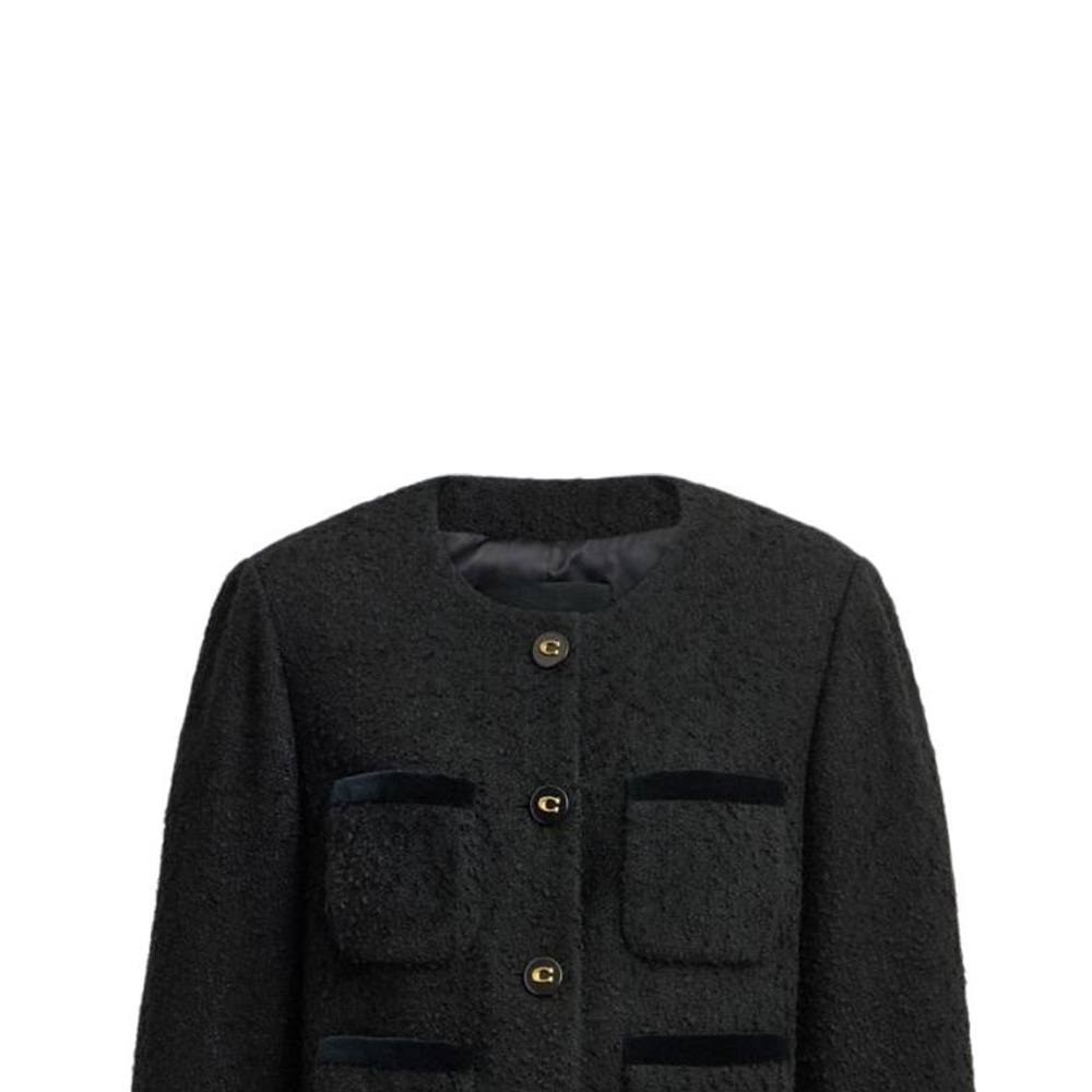 Sizing (W) COACH 黑色單扣長袖短版外套 CU429-BLK