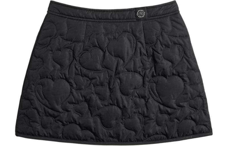 Lookbook (W) COACH Rok Hitam Low-Waist Desain Polos Kasual. CR806-BLK