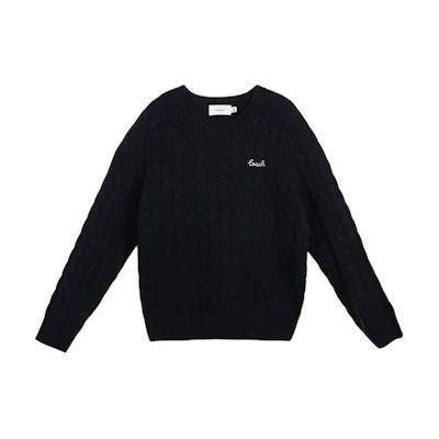 (Women) COACH Black Round Neck Long Sleeve Sweater with Logo Print. CY564-BLK