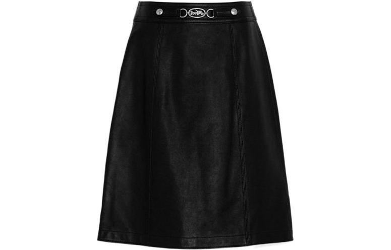 Order (Women) COACH  Black Short Skirt with Metal Logo Casual Design. CF034-BLK