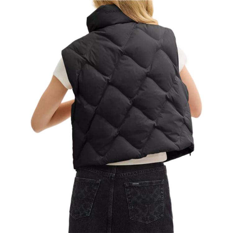Shop (W) COACH 黑色無袖拉鍊背心夾克 CV305-BLK