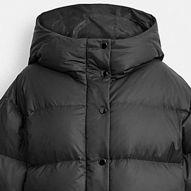 Shop (W) コーチ ブラック 無地 フード付き カジュアル ゆったり 長袖 ダウンジャケット CL699-BLK